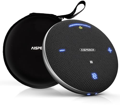 AISPEECH M4 Pro Speakerphone, Conference Microphone with Directional Voice Pickup, Enhanced Voice Pickup, AI Transcription, AI Noise Reduction, USB C, Bluetooth Speakerphone for Personal Workspaces