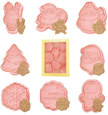 MIUTME Ausstechförmchen Weihnachten,8 Stück Weihnachten Ausstecher 3D Set,Plätzchen Ausstecher Weihnachten,Keksausstecher für Tortendeko Kekse Backen Küche Zubehör