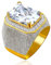 Uloveido Vergoldete Jungen Ring Big CZ Halo Band Statement Ringe für Männer Geburtstag Schmuck Geschenke für Freund RA408 (weiß, Größe 20.6)
