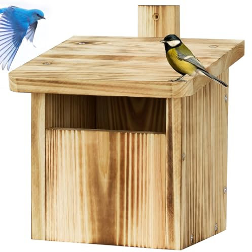 Vogelhaus für den Außenbereich,Vogelhaus aus Holz zum Aufhängen,Spottdrosselhäuschen,Halbhöhle für den Gartenrotschwanz,Nistkasten und Brutkasten für Nestbrüter