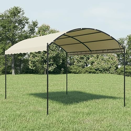 ARKEM Pavillon Stoff Creme Flachdach Pavillon Pergola Freistehend Terrassenbeschattung