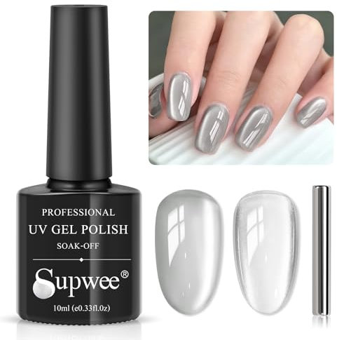 SUPWEE Cat Eye UV Gel Nagellack 10ml Mondlicht Cat Magnet-Gel-Nagellack mit Magnet Hochglänzendes Smoothie-Cateye holografisches Magnetisch gel für Nail-Art-Maniküre