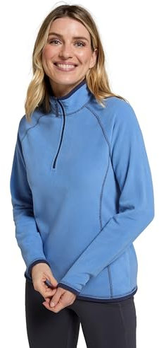Mountain Warehouse Montana Womens Microfleece - Breathable Ladies Sweater, Quick Drying Pullover, Warm Fleece Jacket, Half Zip - For Spring Summer, Travelling, Outdoors Dark Blue Women's Size 14