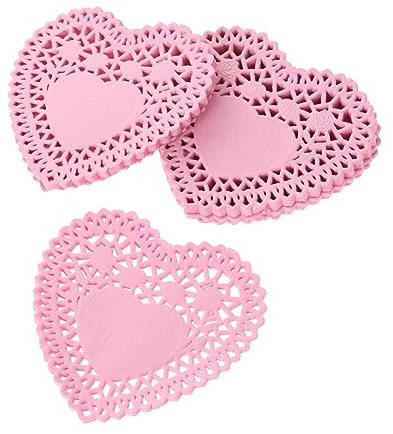 MAGICLULU 250 Pezzi Di Carta Da Forno Per Torte A Forma Di Cuore Da 4 Pollici Centrini Decorativi in pizzo Per Alimenti Motivi Casuali
