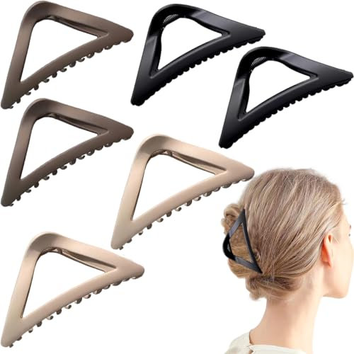 6 Stück Dreieckige Matt Haarklammer Damen Zelluloid Französisch Schmetterling Kiefer Haarspangen Schwarz Für Frauen Und Mädchen Dickes Haar Accessories Backenclips rutschfest Haar-Accessoires