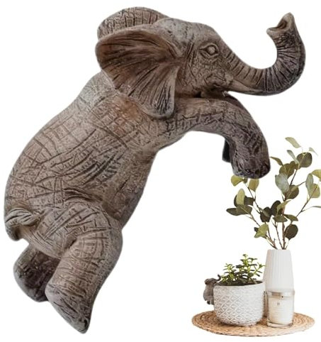 Plant Pot Hugger, Resin Elephant Flower Pot Hugger, Animal Planter Edge Decor, Elephant Figurine Flowerpot Hug Statue, Hanging Garden Ornament Plants Decor For Yard, Balcony
