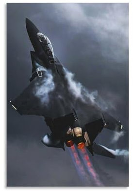 F-15 Militär-Poster, Flugzeug-Wanddekoration, moderne Kampffiger-Wandkunstdrucke, coole Poster für Jungenzimmer, Badezimmer, Schlafzimmer, Büro, Leinwandbild, fertig zum Aufhängen, 40 x 60 cm