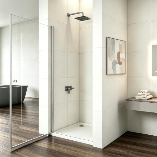 DOOLEEWEE Duschkabine Duschtür Nischendrehtür 80 x 185 cm Nischentür Schwingtür ESG Glas Dusche Glastür Dusche Pendeltür dusche Duschtrennwand