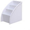 Organizer da tavolo, porta telecomando TV, contenitore in plastica trapezoidale per trucchi, cancelleria, penne, telecomandi TV (bianco)