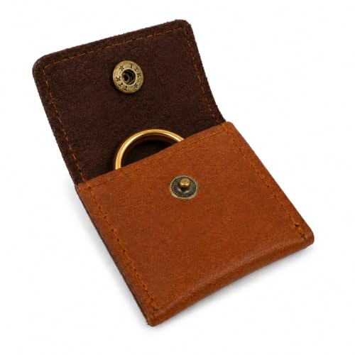 The Antiq Leather Ring Pouch, Leather Jewelry Holder, Wedding Case for Men and Women - Full Grain Pouch for Engagement Handcrafted Bridal Jewellery Storage, Guitar Picks Camera SD Card Holder- Tan