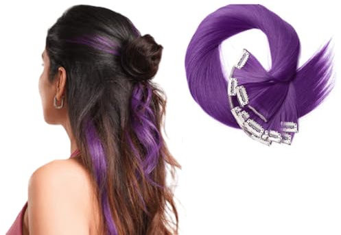 Extension di capelli sintetici con clip, 66 cm (4, viola)