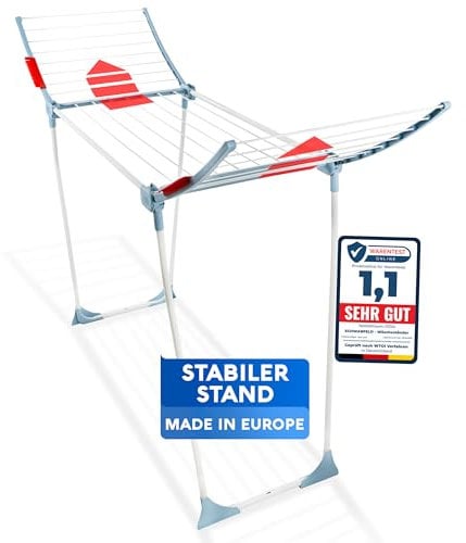 SCHWANFELD® Wäscheständer [18M TROCKENLÄNGE] - Premium Wäschetrockner Ständer - Faltbarer Wäscheständer XXL - Standtrockner rutschfest - Wäscheständer Balkon - Clothes Drying Rack - Laundry Rack