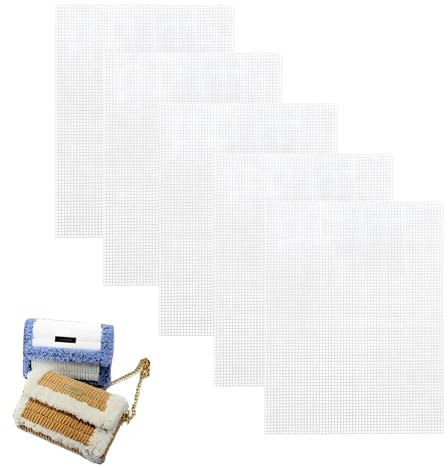 LURVOUS 5 Pcs Plastic Mesh Sheet, 33x20cm Plastic Mesh Canvas Sheet Flexible Mesh Fabric, Plastic Mesh Fabric for Cross Stitch, Plastic Sheets Canvas Mesh Roll for DIY Crafts, Bag Making (White)