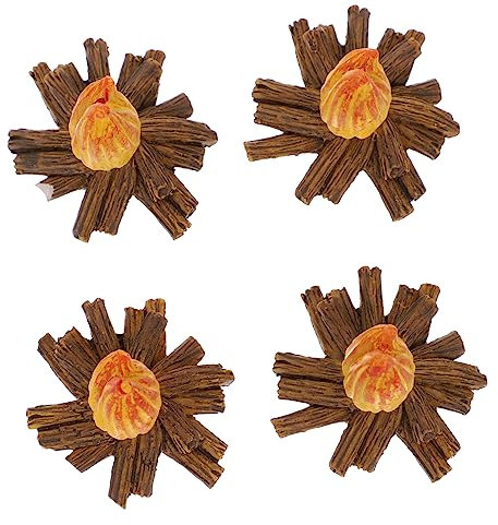 BEBEMOKO Miniatur Lagerfeuer Modell 4 Stück Künstliches Harz Lagerfeuer Mikro Dekoration Für Gartenszene Party Themendeko Langlebige Falsche Flammen Ornament