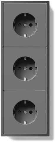 BSEED Prise multiple Schuko encastrée, prise murale 16 A avec cadre en PC, prise triple avec griffes, 3 entrées Gris