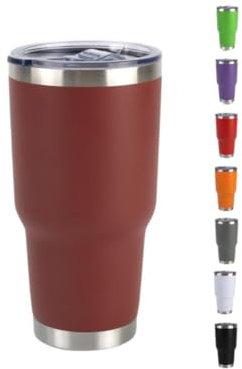 Home Universal ® Termo de Café Acero Inoxidable, Vaso Térmico con Aislamiento, 12h Caliente / 24h Frío, para agua, té caliente y frio (Marron, 900 ML)