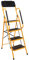 Karlhome 4-Step Folding DIY Step Ladder With Safety Handrail & Toolbag, Heavy Duty Steel Step Stool w/Non-Slip Side Armrests Large Pedal Area, 150kg Capacity, 156cm, Yellow