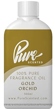 Pure Scented 100ml Fragrance Oil - Vegan & Cruelty-Free, for Candles, Soaps, Slime, Diffusers, Cosmetics, Wax Melts & DIY Crafts (1 x 100ml, Gold Orchid)