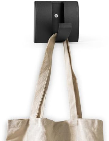 flintronic 1 Garderobenhaken, Moderne Platzsparende Garderobenleiste Umklappbaren, Wandgarderobe Schwarz, Wandhaken Selbstklebend & Schrauben, Hakenleiste Kleiderhaken für Jacken Schals Handtaschen