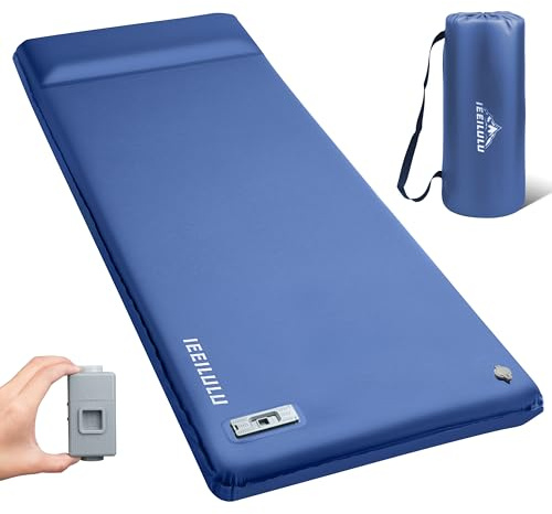 IEEILULU Isomatte Selbstaufblasend Elektrisch, Camping Matratze aus Schaumstoff mit Elektrischer Pumpe, Aufblasbare Isomatte 8CM, Wasserdicht Schlafmatte Toff für Wandern Zelt Outdoor (Blau)
