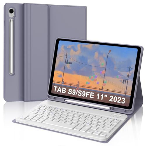 IVEOPPE Tastatur für Samsung Galaxy Tab S9FE/S10FE 10.9, Hülle Tastatur Galaxy Tab S9/S10FE 2025, Magnetisch Beleuchtung mit QWERTZ Keyboard für Samsung S10FE/S9FE/S9 10.9 Zoll 2025, Lila