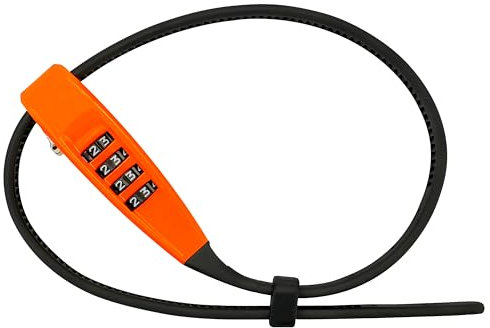 OKG 4-Digit Combination Zip Tie Lock - Anti-Scratch Stainless Steel Cable Bike Lock with Resettable Code, Secure Helmets, Skis, Prams, Luggage, Cabinet, French Doors, and More (Orange)