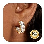 Adramata Ohrringe Silber 925 Creolen Ohrringe für Damen CZ Brilliant Ohrringe Creolen 18K Vergoldete Ohrringe Hypoallergen Klein Creolen Gold Ohrringe Creolen Silber Ohrringe Damen