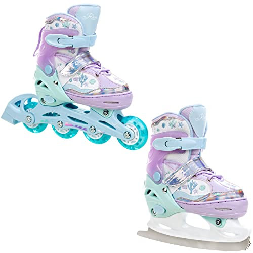 RAVEN 2in1 Schlittschuhe Inline Skates Inliner für Kinder Mädchen verstellbar Geburtstag Geschenk (Isla Violet, 27-30 (16,5cm-18,5cm))