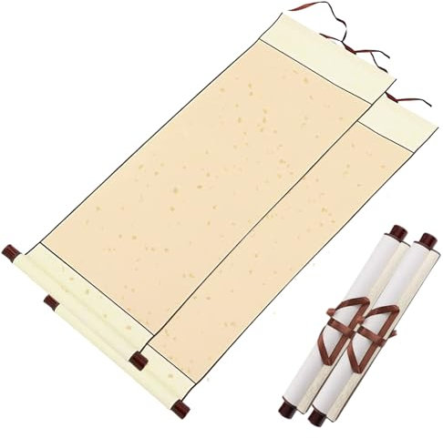 Hugwish 2pcs Rouleau Calligraphie Chinoise Peinture 80x30cm, Rouleaux Xuan Papier De Riz Mural (or)