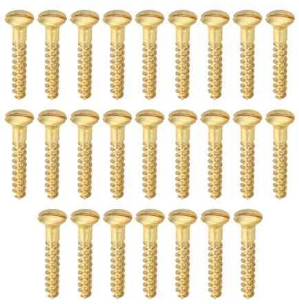 PATIKIL Lot De 25 Vis À Bois À Tête Ovale Fendue M4 x 25mm Ton Doré | Vis À Tête Plate Autotaraudeuse, En Laiton Plein, Pour Assemblage De Meubles En Bois