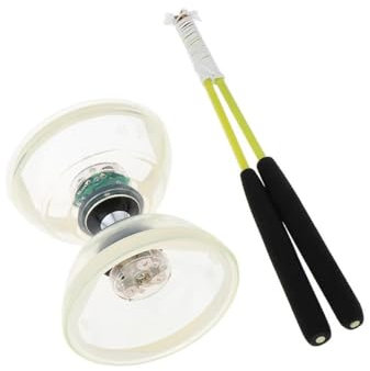 Diabolo triple roulement lumineux avec baguettes corde haute performance et divertissement jonglage chinois blanc 13 cm