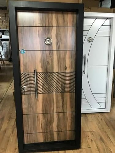 Portone blindato classe 3 pnnello esterno fresato Quercia Dorata pannello interno liscio Rovere