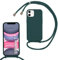 SLWYF Compatible with iPhone 11 Crossbody Lanyard Case, Liquid Silicone Protective Phone Case with Strap Adjustable Neck Cord Necklace Soft Cover for iPhone 11, Dark green