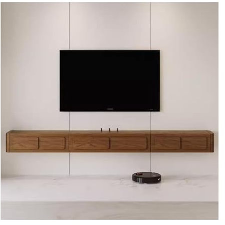 YAONJS Mobile TV Sospeso A Parete per Piccolo Appartamento retrò in Legno Massello, Soggiorno, Camera da Letto, Mobile Portaoggetti per La Casa(Walnut,120 * 24 * 18cm)