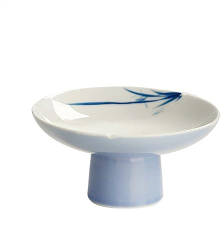 HAVVMK Frutero Decorativo de Porcelana Blanca China Pintada a Mano, Plato Alto de cerámica para Frutas, Aperitivos, Mesa de Centro (5 Unidades)