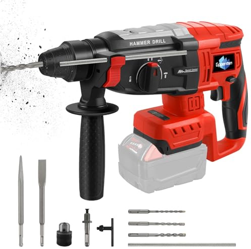 Gpaentsn Akku-Bohrhammer (nur Werkzeug) kompatibel mit Milwaukee M18 | 2,6J Impact | SDS-Plus Bohrfutter | 4-Modus | bürstenloser Motor (Batterie nicht im Lieferumfang enthalten)