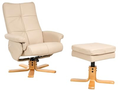 Beliani Set of 2 Office Recliner Chairs Beige, Brown, Black Faux Leather With Backrest, Epse