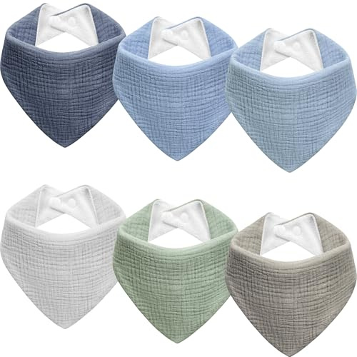 Kewlife Gift Baby Haklapp för Bebis Triangelduk Baby Muslin Halsduk Haklapp Justerbara för Pojkar och Flickor - 6 Stycken