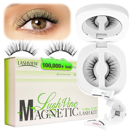 LASHVIEW Magnetische Wimpern Natürlicher Look, 1 Paar Wimpern Magnetisch Mit Applikator, Kein Kleber Erforderlich Magnet Wimpern Magnet Lashes Set, Leicht Zu Tragen Und Zu Entfernen (L01)