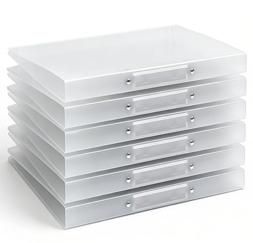6 Stück Ringbuch A4, Ringordner mit 2 Ringen & Rückenetiketten, Rückenbreite 2,5 cm, Kunststoff Ringmappe A4, Weiß Transluzent Ringhefter, Ordner A4 Schmal für Büros Schulen Zuhause
