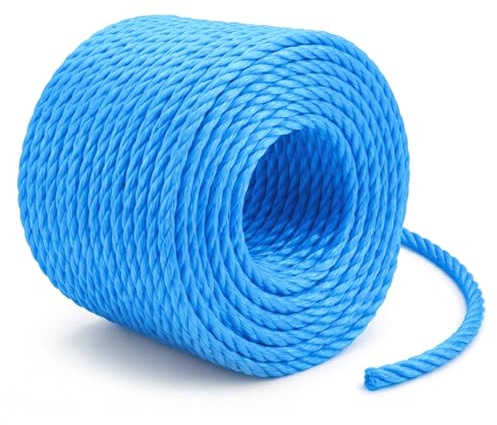 Flatro Blue Polypropylene Rope 30 Meter Long 6mm Strong Cord 530kg Breaking Load Capacity | Hard Wearing 3-Strand Strong Rope | Best for Tarpaulin Strapping Items Cargo Boating | Washing Line