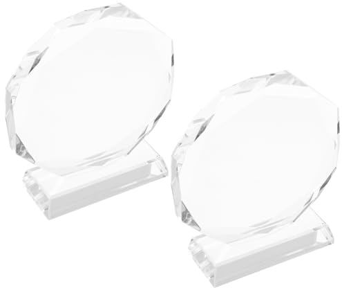 SMASOLO Lot de 2 Trophées en Cristal 100mm, Plaques de Récompense en Verre Transparent, Prix Commémoratif Personnalisable Gravé, Souvenir Professionnel pour Bureau et Reconnaissance