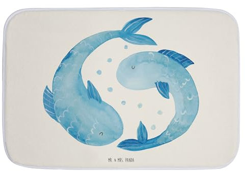 Mr. & Mrs. Panda Duschvorleger Sternzeichen Fische - Geschenk, Tierkreiszeichen, Geschenk März, Badvorleger, Duschteppich, Badematten, Geburtstag