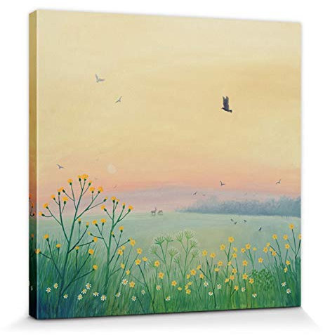 1art1 Wiesen Poster Morning Haze, Jo Grundy Bilder Leinwand-Bild Auf Keilrahmen | XXL-Wandbild Poster Kunstdruck Als Leinwandbild 40x40 cm