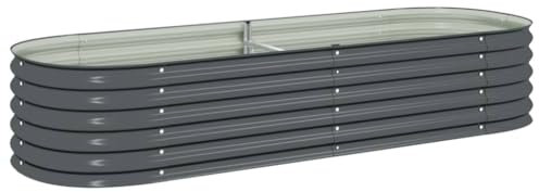 vidaXL Hochbeet Stahl Grau 240x80x44 cm Gemüsebeet Pflanzbeet Frühbeet Garten