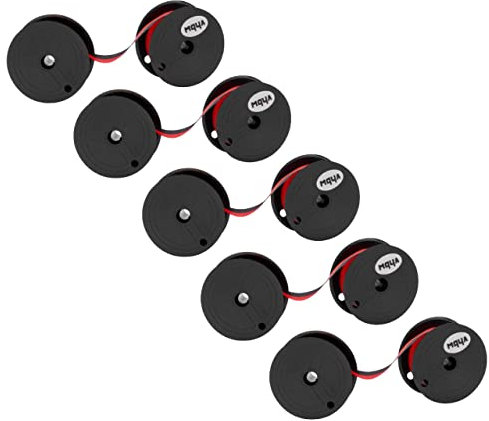 vhbw 5x Farbband Schriftband kompatibel mit Triumph-Adler 1414 P, 1218 P, 121 P, 1425 PD, 126 P Nadeldrucker, Bondrucker - Schwarz, Rot