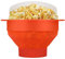 Flexzion Silicone Microwave Popcorn Popper BPA Free Collapsible Popcorn Bowl Microwavable Pop Corn Maker with Lid Dishwasher Safe Silicon Bucket for Parties and Movie Nights, Orange