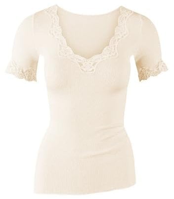 CALIDA Top Manches Courtes Richesse Lace Laine & Soie (Light Ivory)