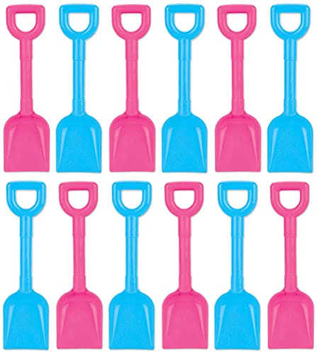 Set Of 12 Pink & Blue 9 Small Kid's Plastic Beach Spade