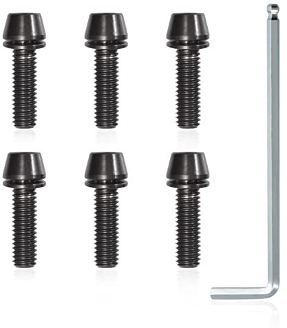 SPEEDWOX Sechskantschrauben mit Sechskantschlüssel, Titan M6 x 20 mm mit Unterlegscheibe, MTB, Rennrad, Mountainbike, Fahrrad, Vorbauschrauben, schwarz, 6 Stück